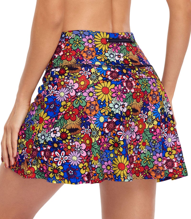 Fulbelle Golf Skorts Skirts for Women, Womens Tennis Skort with Pockets Casual Summer High Waisted Athletic Skort Running Skirt Colorful Flower XX-Large - Image 5